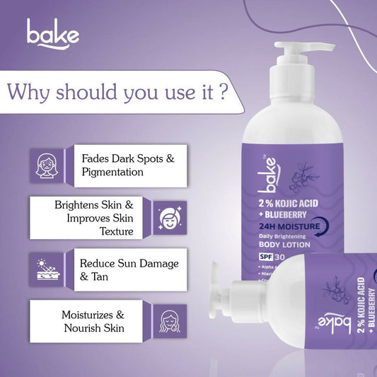Bake 2% Kojic Acid Body Lotion SPF 30 PA+++ For Dark Spots | Swadesiicart