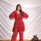 BulBul Women Red Bandhani Printed Co-ord Set - Swadesiicart