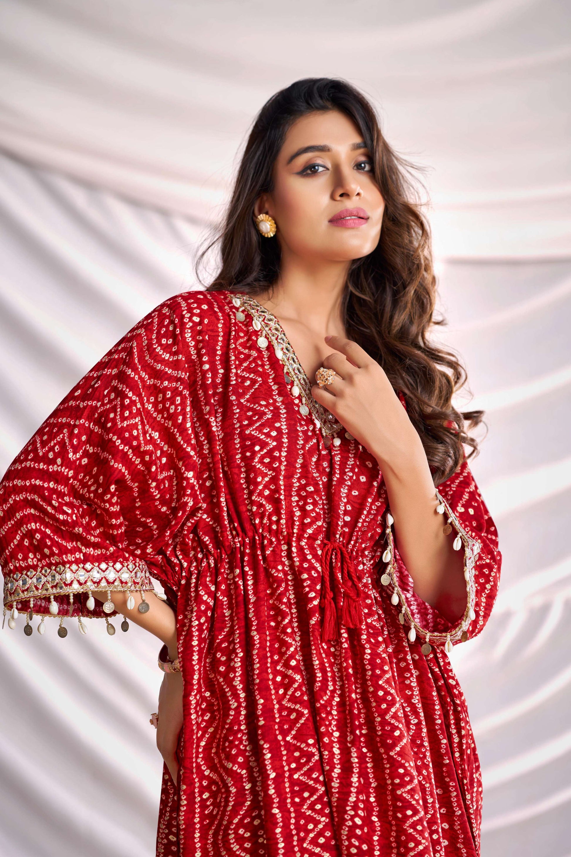 BulBul Women Red Bandhani Printed Co-ord Set - Swadesiicart