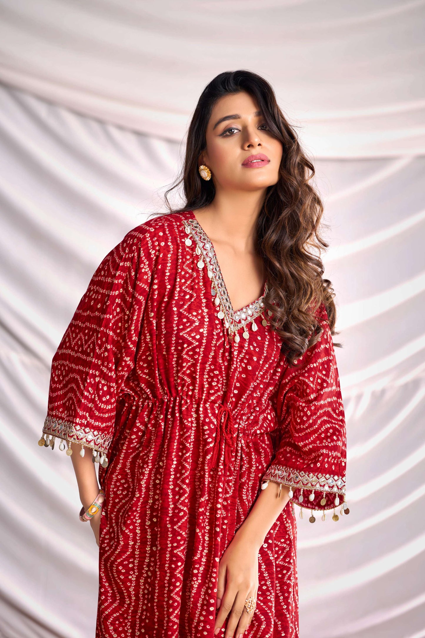 BulBul Women Red Bandhani Printed Co-ord Set - Swadesiicart