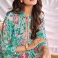 BulBul Women Aqua Green Abstract Printed Co-ord Set - Swadesiicart