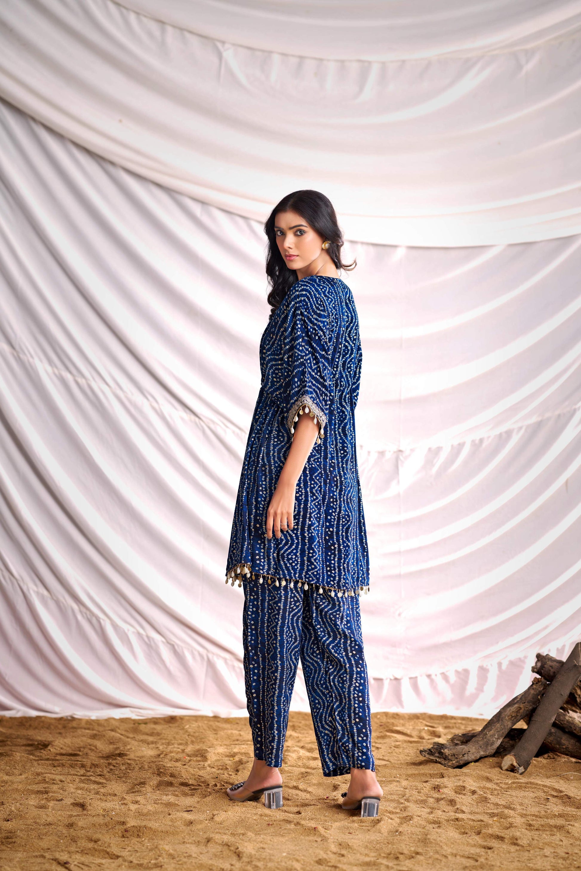 BulBul Women Blue Bandhani Printed Co-ord Set - Swadesiicart