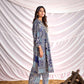 BulBul Women Blue and Cream Mixed Pattern Digital Printed Co-ord Set - Swadesiicart