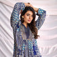 BulBul Women Blue and Cream Mixed Pattern Digital Printed Co-ord Set - Swadesiicart