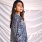 BulBul Women Blue and Cream Mixed Pattern Digital Printed Co-ord Set - Swadesiicart