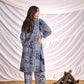 BulBul Women Blue and Cream Mixed Pattern Digital Printed Co-ord Set - Swadesiicart