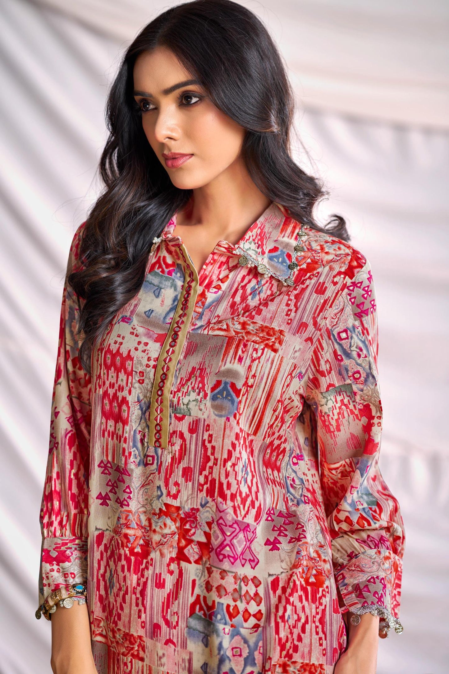 BulBul Women Orange Abstract Printed Co-ord Set - Swadesiicart
