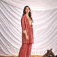 BulBul Women Peach Embroidered Paisley Printed Co-ord Set - Swadesiicart