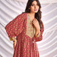BulBul Women Peach Embroidered Paisley Printed Co-ord Set - Swadesiicart