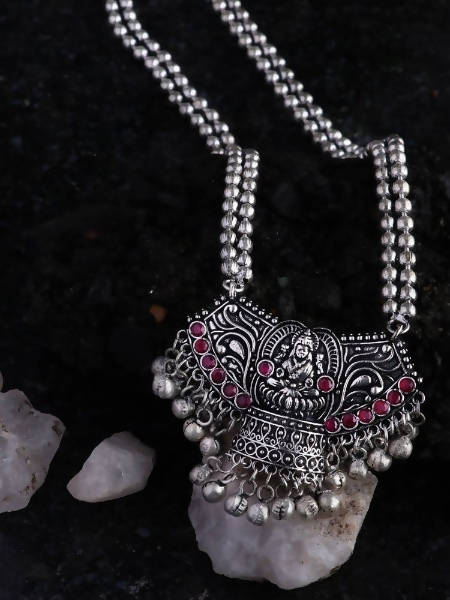 Mominos Fashion Johar Kamal Oxidised Laxmi Mata Statement Piece Long Necklace | Swadesiicart