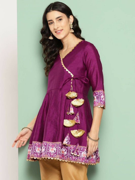 Ahalyaa Women's Traditional wear Tunic - Purple | Swadesiicart