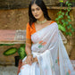 Vishnu Weaves Women's Orange Muga Cotton Woven Butti Saree with Blouse - Swadesiicart