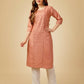 Jyoti Fashion Women's Gajri Cotton Blend Embroidered Kurta Pant Set | Swadesiicart