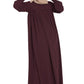 Bashariya Loose From Chest Arabian Abaya With Gather and Smocky Sleeves - Wine