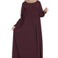 Bashariya Loose From Chest Arabian Abaya With Gather and Smocky Sleeves - Wine