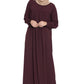 Bashariya Loose From Chest Arabian Abaya With Gather and Smocky Sleeves - Wine