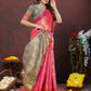 Lorenvalley Fashion Pink Kanjivaram Silk Woven Design with Zari Weaving Saree - Swadesiicart