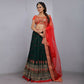 Jyoti Fashion Red & Bottle Green Thread & 3mm Sequence Embroidery Georgette Lehenga Choli with Dupatta | Swadesiicart