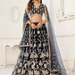 Aastha Fashion Black Butterfly Net White Cotton Thread Work And Sequence Work Embroidery Wedding Wear Lehenga Choli