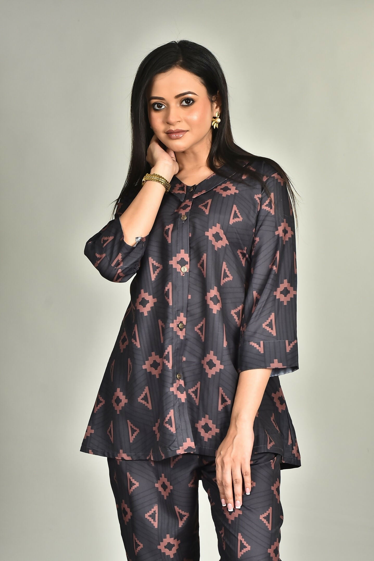 Morchari Digital Print Semi Muslin Co-Ord Set Top & Trouser-Multicolor - Swadesiicart