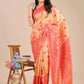 Astita Banarasi Silk Cream & Red Saree | Swadesiicart