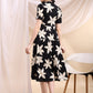 Black Midi Shirt Dress With Oversized Beige Floral Print, Black - Hiral Fashion