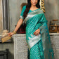 Astita Banarasi Silk Rama Green Saree | Swadesiicart