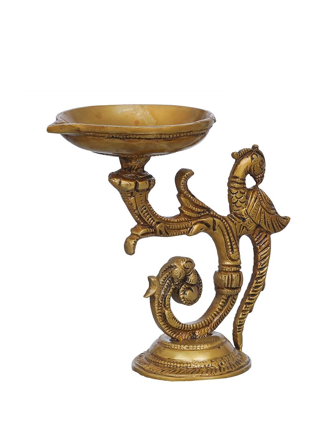 eCraftIndia Beige Peacock Design Diyas | Swadesiicart