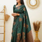 DEIANA'S Beautiful Designer Golden zari Soft Lichi Silk Saree - Green - Swadesiicart