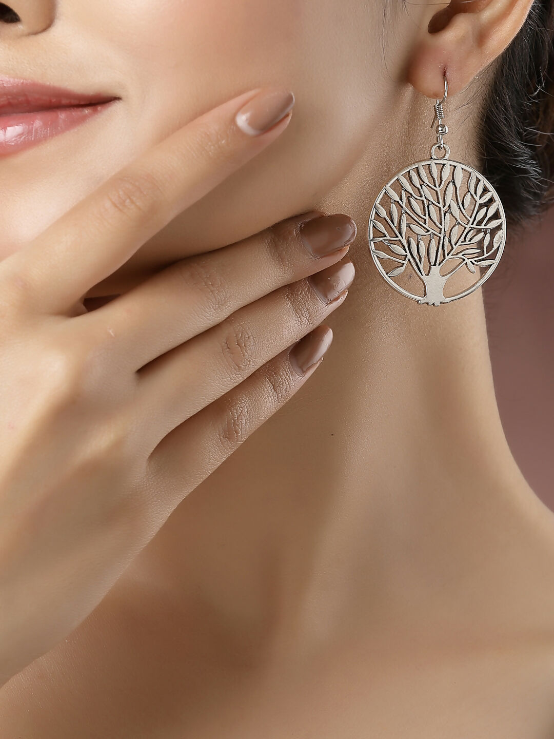 NVR Women's Set of 3 Silver-Toned German Silver Oxidised Dome Shaped Jhumka Earrings | Swadesiicart