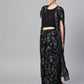 Ahalyaa Black Georgette Crepe Printed Top Palazzo Set With Jacket | Swadesiicart