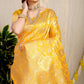 Anaita Yellow Woven Design Pure Silk Banarasi Saree With Blouse