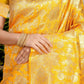 Anaita Yellow Woven Design Pure Silk Banarasi Saree With Blouse