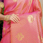 Anaita Peach Woven Design Pure Silk Banarasi Saree With Blouse
