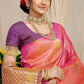 Anaita Peach Woven Design Pure Silk Banarasi Saree With Blouse