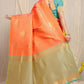 Anaita Orange Woven Design Pure Silk Banarasi Saree With Blouse