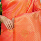 Anaita Orange Woven Design Pure Silk Banarasi Saree With Blouse