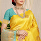 Anaita Yellow Woven Design Pure Silk Banarasi Saree With Blouse