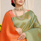 Anaita Green Woven Design Pure Silk Banarasi Saree With Blouse