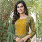 BulBul Aaliya Green Elegance Cotton Kurta Set with Embroidered Organza Dupatta - Swadesiicart