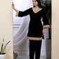 Miravan Women's Black Velvet Dreams Embroidered Co-ord Set - Swadesiicart