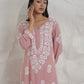 Gharana India Modal Onion Pink Coloured Chikankari Kurta | Swadesiicart