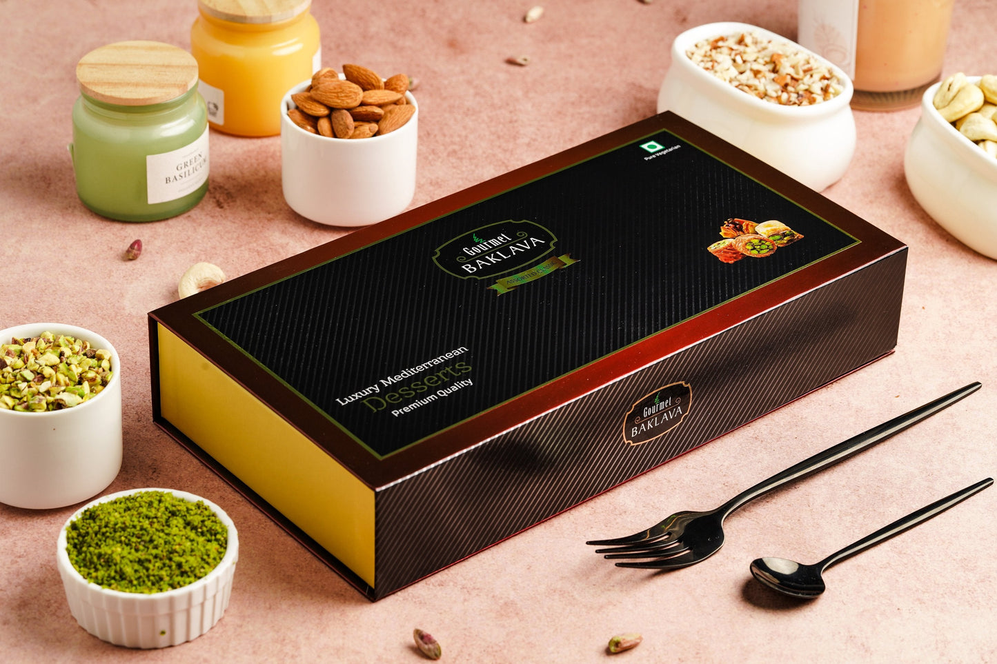 Gourmet Baklava Crescent Gift Box Of Chocolate Cashew Pistachio Baklava | Swadesiicart