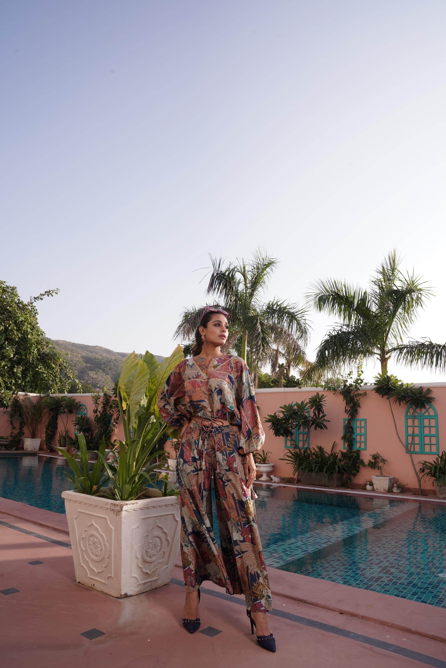 BulBul Anushree Chanderi Blue Co-Ord Set - Swadesiicart