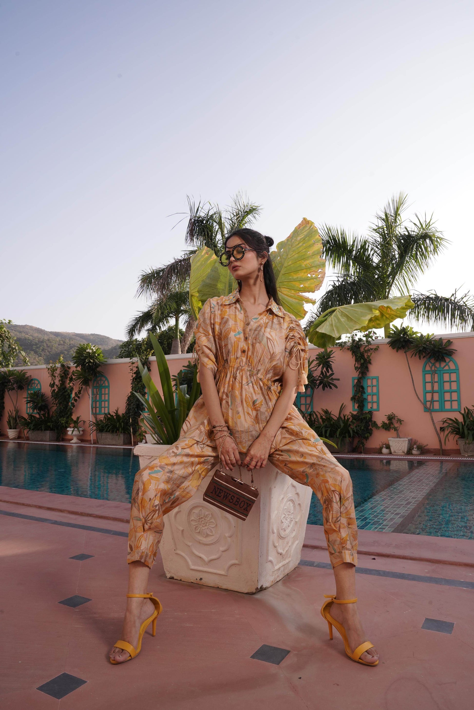 BulBul Ishika Yellow Chanderi Co-Ord Set - Swadesiicart