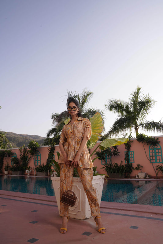 BulBul Ishika Yellow Chanderi Co-Ord Set - Swadesiicart