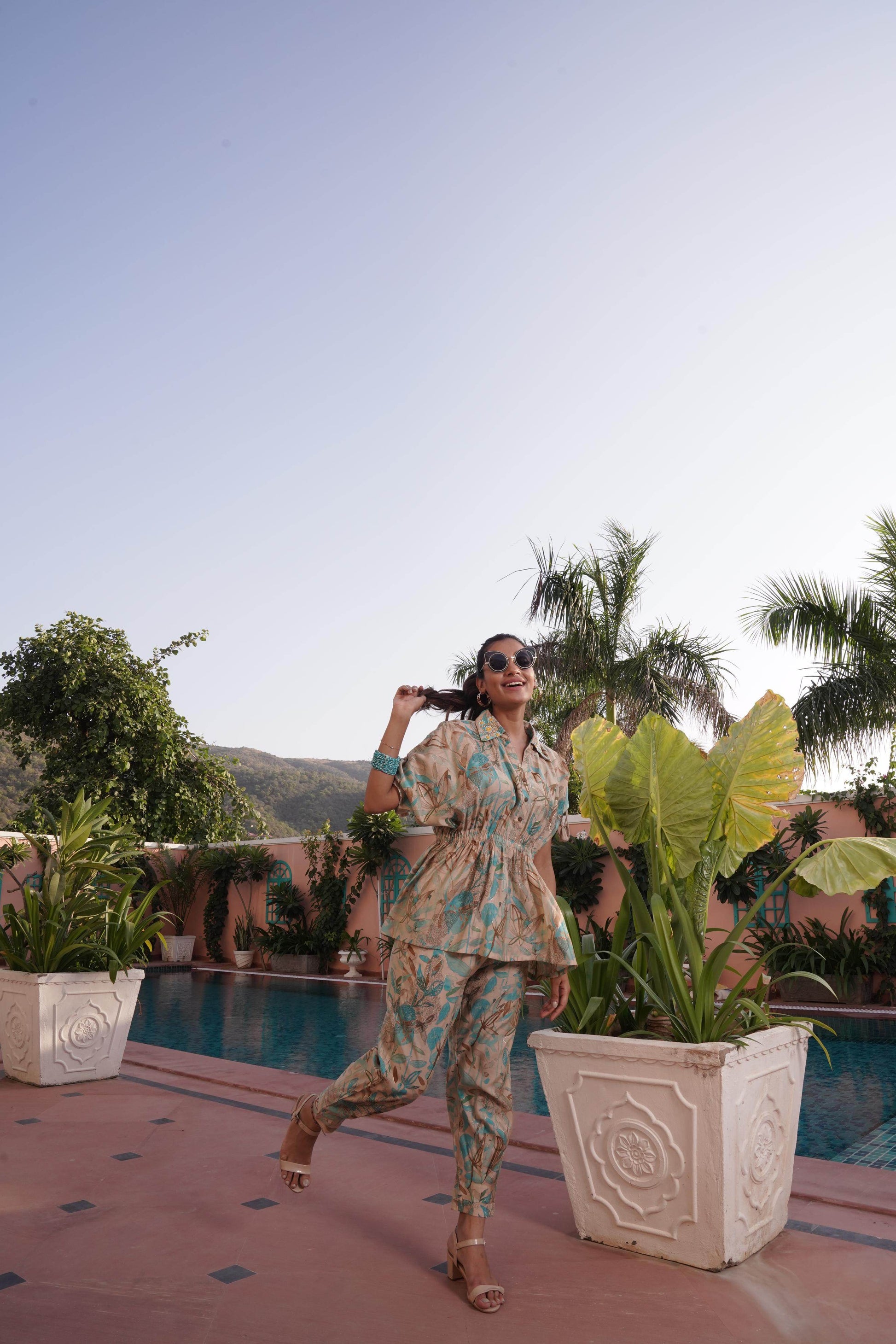BulBul Ishika Blue Chanderi Co-Ord Set - Swadesiicart