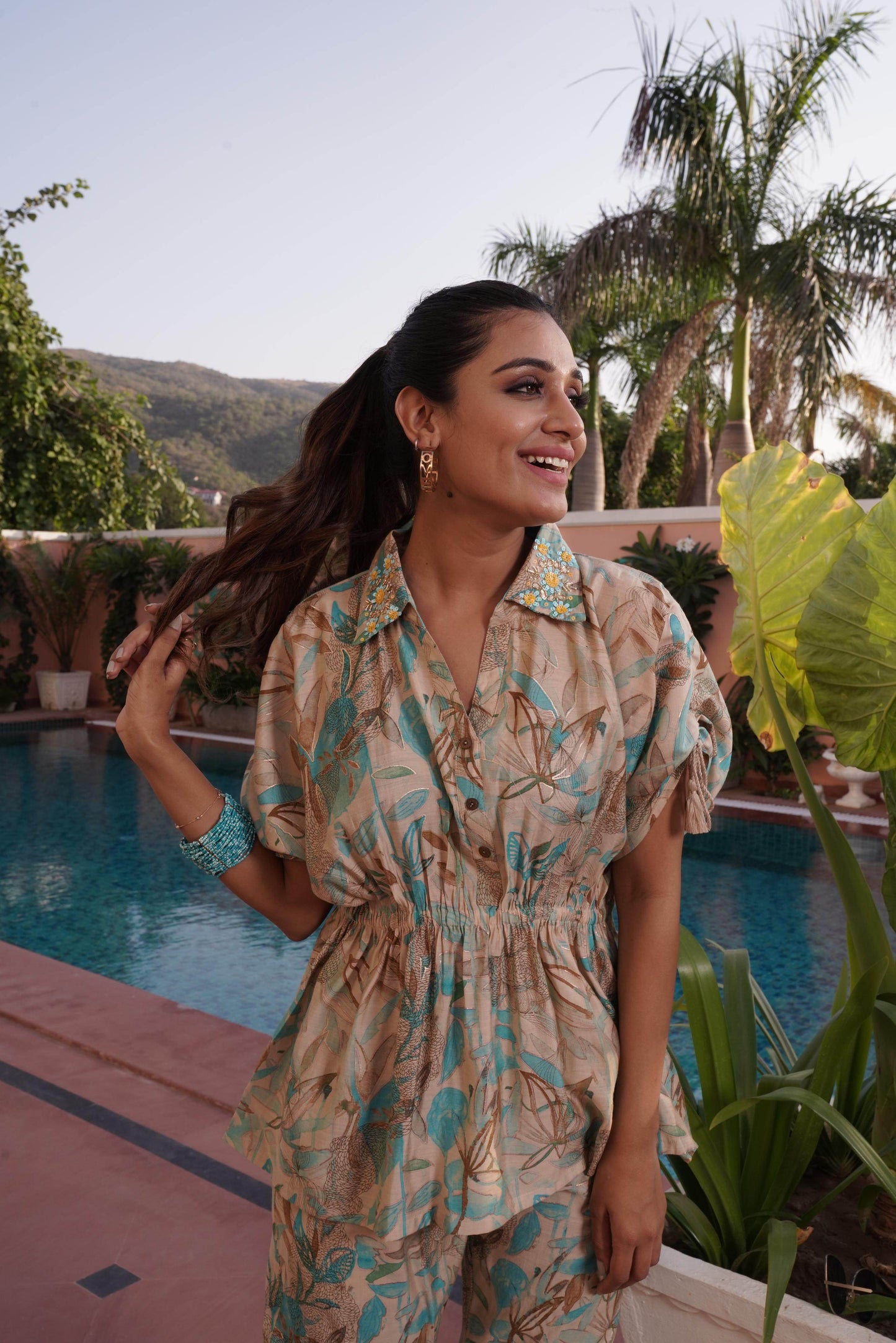 BulBul Ishika Blue Chanderi Co-Ord Set - Swadesiicart