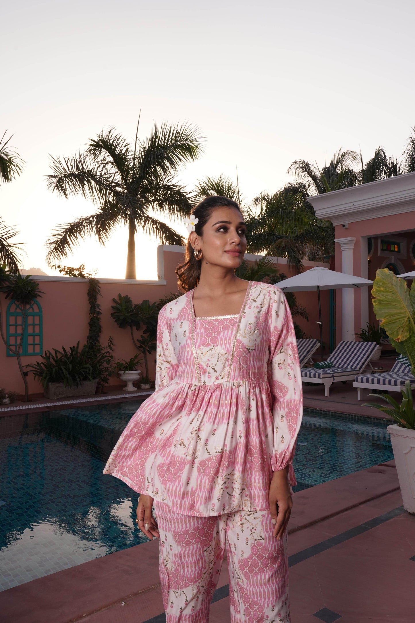BulBul Dhriti Pink Chanderi Co-Ord Set - Swadesiicart