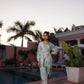 BulBul Dhriti Light Teal Chanderi Co-Ord Set - Swadesiicart